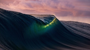 Sunset, Tides, Wave, Ocean, Surf, Seascape, Golden Sky, Dramatic, Powerful, Stormy, 4K wallpaper