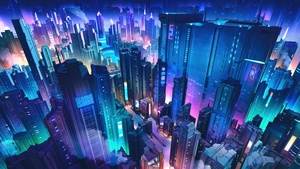 Neon city, Futuristic city, Cyber city, Cyberpunk, Cityscape, 4K wallpaper