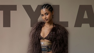 South African Singer, Tyla, Portrait, Brown background, 4K wallpaper