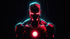 Neon, Iron Man, AMOLED, Black background, Marvel Superheroes, Neon glow, 4K wallpaper