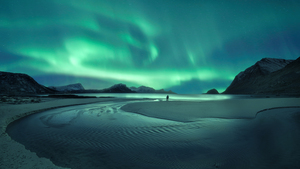 Northern Lights, Aesthetic, Aurora Borealis, Norway, Alone, Scenic, Evening sky, Motorola Edge 30 Neo, Stock, 4K wallpaper