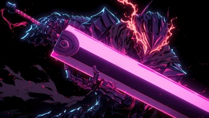 Neon art, AMOLED, Black background, Pink aesthetic, Dragon Slayer, 4K wallpaper
