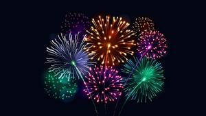 Colorful, Fireworks, New Year celebrations, Night sky, 4K wallpaper