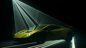 Lamborghini Huracán STO, Black background, 2022, 4K wallpaper