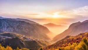 Viewpoint, Sunrise, Morning, Landscape, Scenic, Foggy, 4K wallpaper