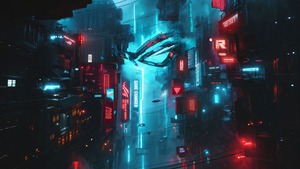 ASUS ROG, Metropolis, Futuristic city, Cyberpunk, 4K wallpaper