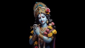 Lord Krishna, Idol, Black background, Hindu God, AMOLED, Hinduism, 4K wallpaper