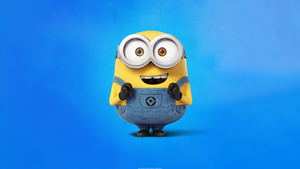 Minion, Cartoon, Blue background, Despicable Me, 4K wallpaper