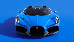 Bugatti W16 Mistral, Blue, Roadster, Hypercars, 2024, Blue background, 4K wallpaper