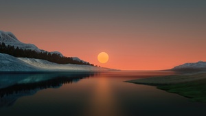Sunset, Windows 11, Dusk, Lake, Reflection, Landscape, 4K wallpaper