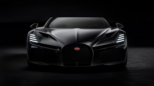 Bugatti W16 Mistral, Black cars, Roadster, Hypercars, 2024, Dark background, Black cars, Dark aesthetic, 4K wallpaper