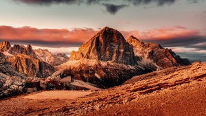 Dolomite mountains, Summer, Sunset, Mountain View, Landscape, 4K wallpaper