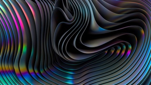 Metallic, Aesthetic, Abstract design, 3D Render, Futuristic, Neon, Dynamic, Holographic, 4K wallpaper