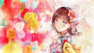 Anime girl, Colorful background, Girly backgrounds, Floral Background, 4K wallpaper