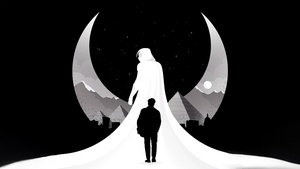 Moon Knight, AMOLED, Marvel Comics, Marvel Superheroes, Silhouette, Black background, Monochrome, Black and White, 4K wallpaper
