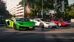 Lamborghini Aventador SVJ, Lamborghini Countach LPI 800-4, Lamborghini Countach LP400, Sports cars, 4K wallpaper