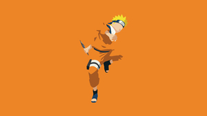 Naruto Uzumaki, Minimalist, Orange background, 4K wallpaper