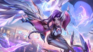 League of Legends, Seraphine, Purple aesthetic, 4K wallpaper
