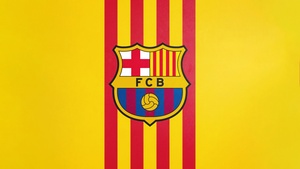 FCB, Yellow background, FC Barcelona, Crest, 4K wallpaper