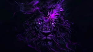 Lion, Dark aesthetic, AI art, Dark background, Dark purple, 4K wallpaper