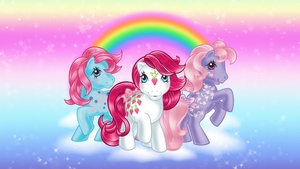 My Little Pony, Friends, Unicorn, Rainbow colors, Glitter background, 4K wallpaper