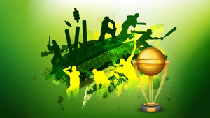 Cricket World Cup, Illustration, Green background, 4K wallpaper