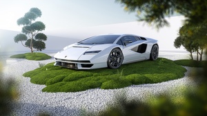 Lamborghini Countach LPI 800-4, CGI, White aesthetic, 4K wallpaper