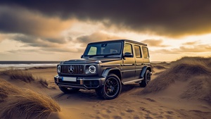 Mercedes-Benz AMG G 63, Beach, G Wagon, AI art, 4K wallpaper