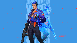Yoru, Game Art, Blue background, Valorant agent, 4K wallpaper