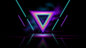 Triangles, Neon colors, Neon glow, Dark background, Retrowave, Neon Lights, Reflections, Dark aesthetic, 4K wallpaper