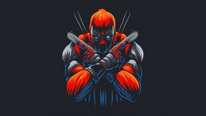 Deadpool, Dark background, Marvel Superheroes, Minimal art, 4K wallpaper