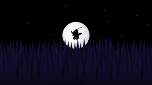 Demon Slayer: Kimetsu no Yaiba, Silhouette, Minimal art, Moon, Dark background, AMOLED, 4K wallpaper