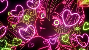 Mitsuri Kanroji, Pink aesthetic, Demon Slayer: Kimetsu no Yaiba, Pink hearts, Neon art, 4K wallpaper