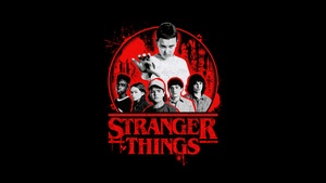 Stranger Things, AMOLED, Poster, Black background, Netflix series, 4K wallpaper