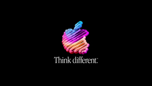 Think different, AMOLED, Apple slogan, Apple logo, Colorful, Black background, 4K wallpaper
