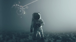 Astronaut, Alone, Fog, Exploration, Moon, Surface, Spacecraft, Satellite, 4K wallpaper