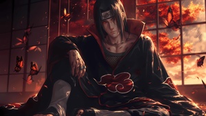 Itachi Uchiha, Red, Sharingan, Naruto, 4K wallpaper