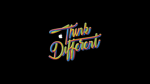 Think different, Apple slogan, Apple logo, Black background, AMOLED, 4K wallpaper