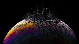 Soap Bubble, Burst, Black background, AMOLED, Colorful, Psychedelic Art, 4K wallpaper