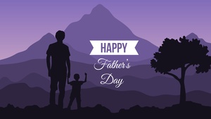Happy Fathers Day, Best Dad, Silhouette, Fathers Day, Son, Mountain, 4K wallpaper