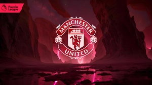 Manchester United, Neon logo, Premier League club, Football club, Red aesthetic, 4K wallpaper