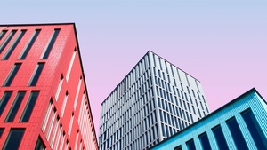 Buildings, Modern architecture, Office building, Geometric, Urban, 4K wallpaper