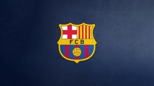 FCB, Navy blue background, FC Barcelona, Crest, 4K wallpaper