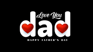 Happy Fathers Day, Red hearts, Black background, 4K wallpaper