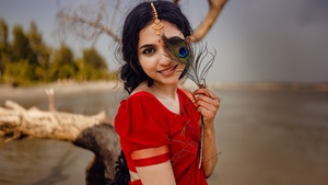 Mamitha Baiju, Beautiful actress, Malayalam actress, Indian actress, Saree, 4K wallpaper