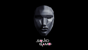 Squid Game, Face Mask, Boss, Black background, Minimal art, AMOLED, Geometric, 4K wallpaper
