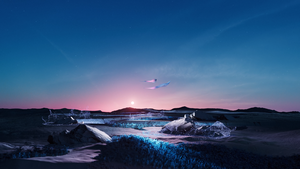 Artificial, Scenery, Surreal, Digital Art, Sunset, Ethereal, Mystical, Glowing, Dreamlike, Horizon, Aesthetic, Landscape, 4K wallpaper