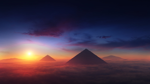 The Great Pyramid of Giza, Egyptian Pyramids, Seven Wonders of the Ancient World, Ancient architecture, Sunrise, Horizon, Egypt, 4K wallpaper