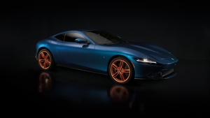 Ferrari Roma, Black background, 2022, 4K wallpaper