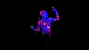 Human, Galaxy, Solar system, Planets, Black background, AMOLED, 4K wallpaper